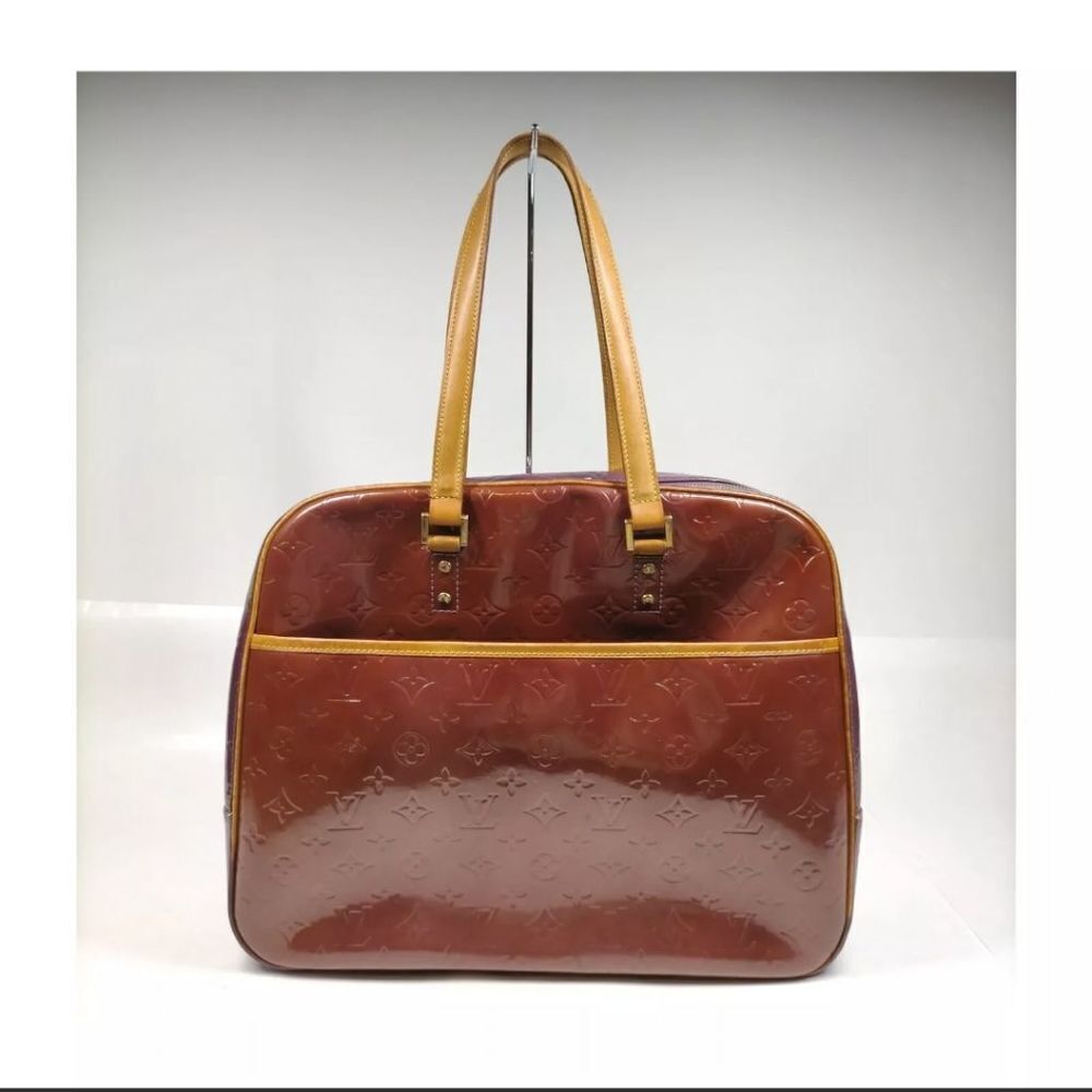 Authentic Louis Vuitton LV Hand Bag M91081 Sutton Purple/Bronze Vernis 2…